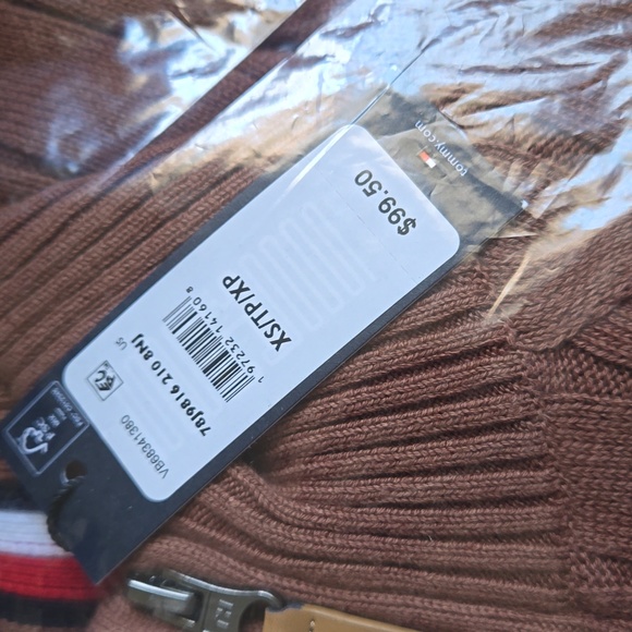 TOMMY HILFIGERCABLE KNIT QUARTER-ZIP SWEATER Size XS Brown - Picture 3 of 3